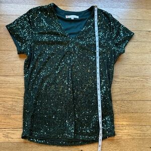 Jude Connally Sparkling Sequin Tee in Dark Green